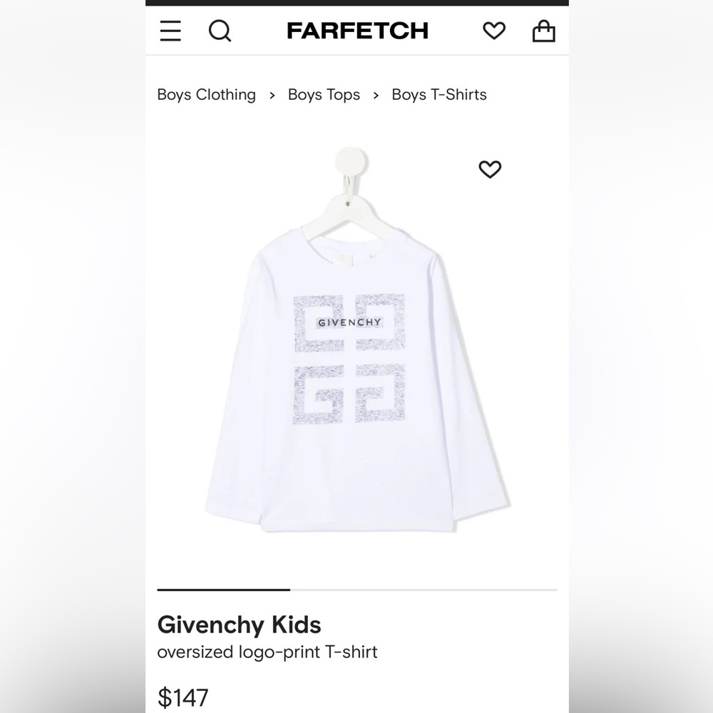 USED Givenchy Long Sleeve T-shirt. Kids size 12